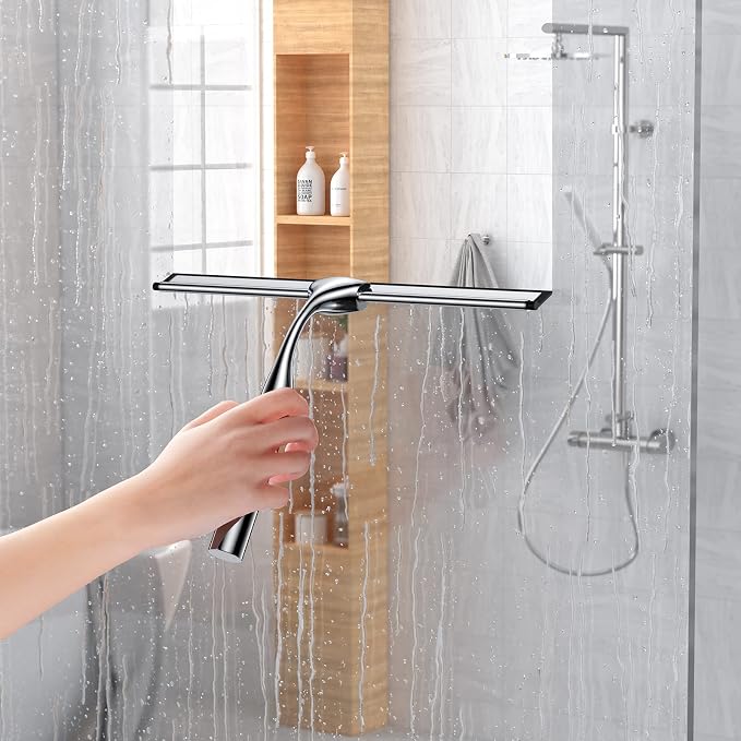 Shower Squeegee Set, Include Shower Door Hook, Adhesive Hook and Spare Silicone - Image 2