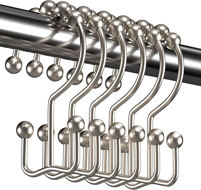 Titanker Shower Curtain Hooks Rings, Rust Resistant Metal Double Glide Shower by Titanker