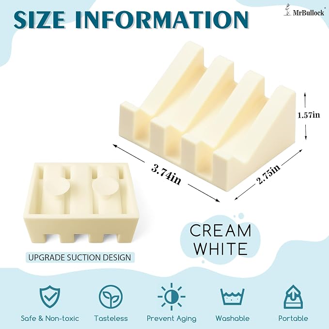 Silicone Soap Dish with Drain, Upgrade Double Suction Cups at The Bottom - Image 2