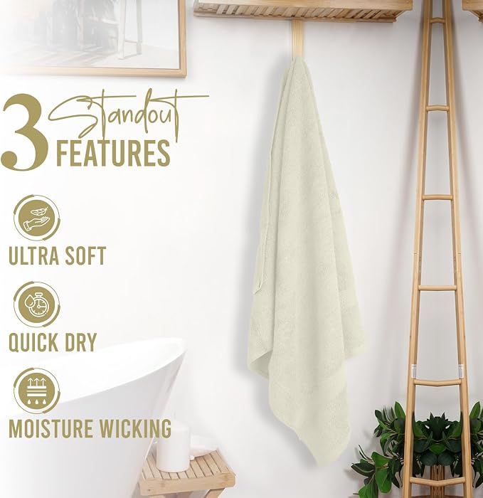 RIVERSIDE 100% Ring Spun Cotton Large Bath Towels Set of 4, 27 x 54 Inches – - Image 3