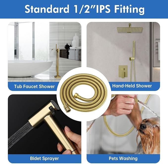 RUMOSE 79 inches Shower Hose Extra Long Stainless Steel Shower Tube Attachment - Image 7