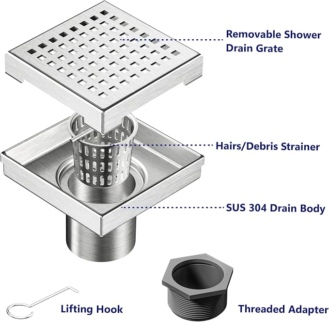 Neodrain 4-Inch Square Shower Drain - Image 3