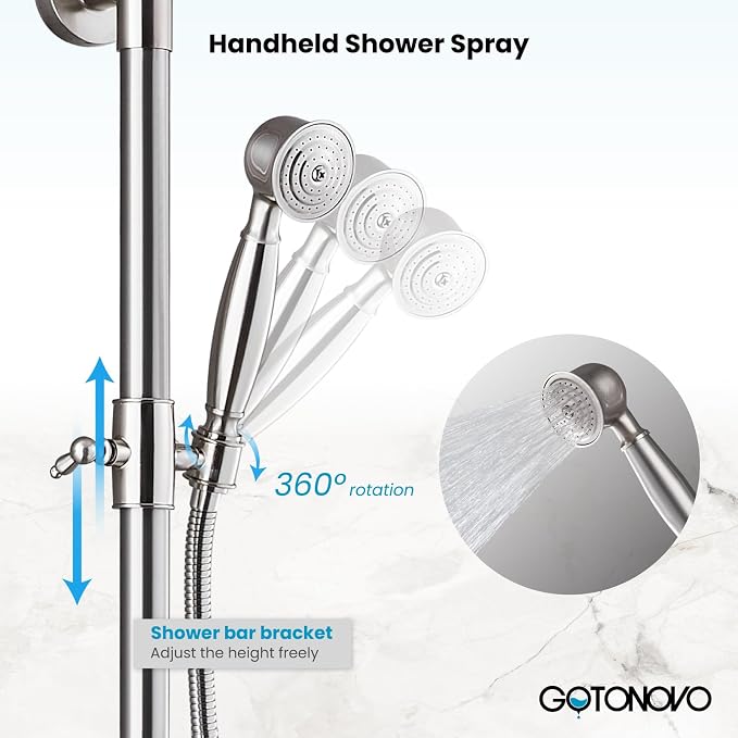 gotonovo Bathroom Classic Exposed Shower Faucet Wall Mount Shower System 8 Inch - Image 5