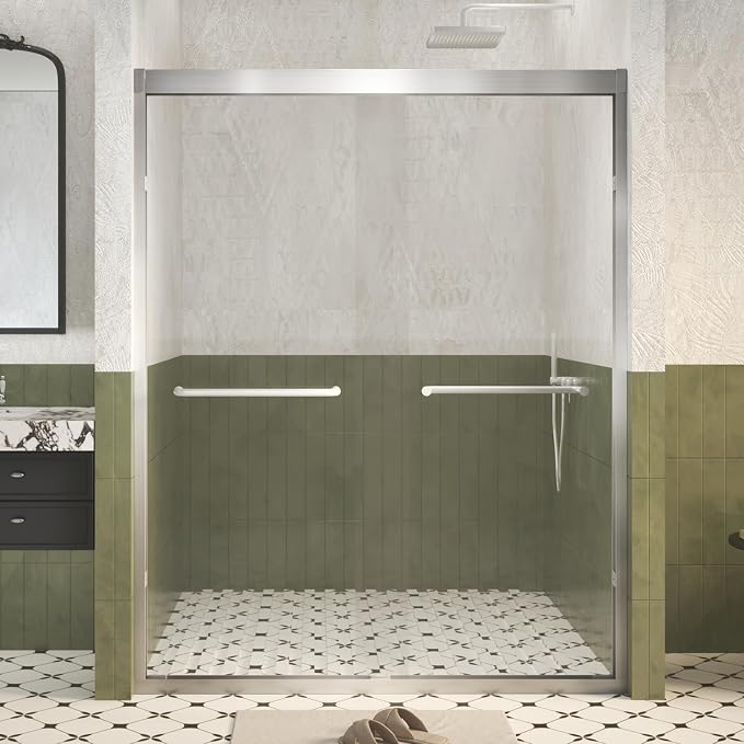 Shower Doors Glass Sliding, Semi-Frameless, 1/4" Inch Sgcc Tempered Glass - Image 2