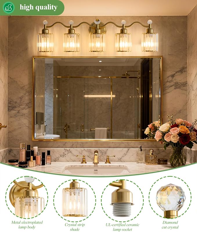 Bathroom Vanity Light Fixtures 5-lights, Bathroom Lights Fixture - Image 2