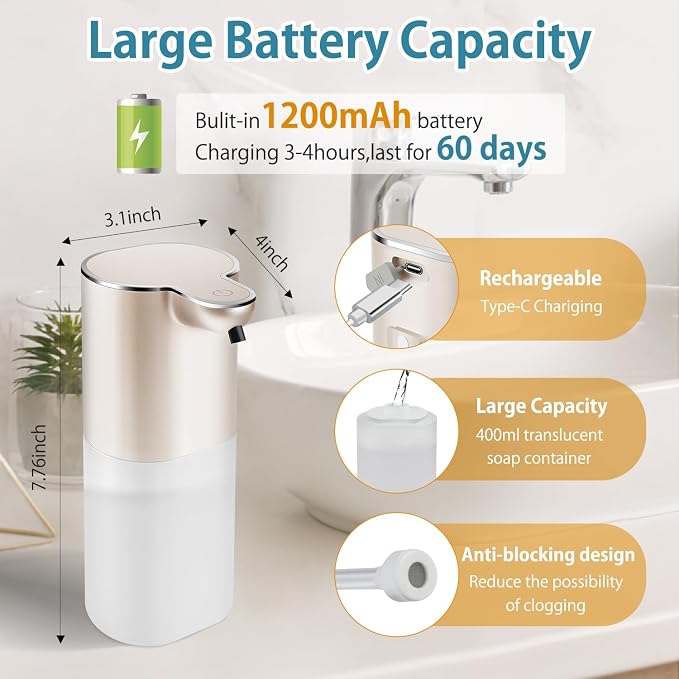 Soap Dispenser, Automatic Foaming Soap Dispenser - Image 5