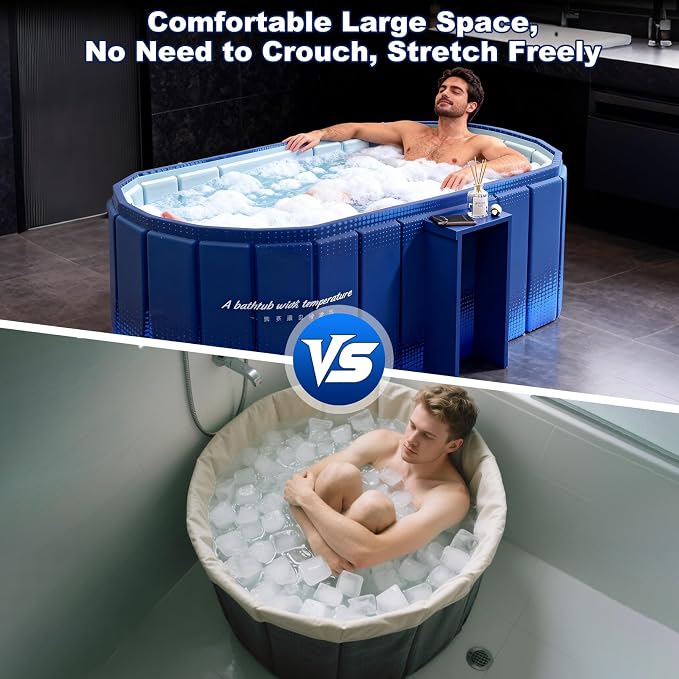 Portable Bathtub for Adult 59" Large Collapsible Cold Plunge Bathtub Foldable - Image 3