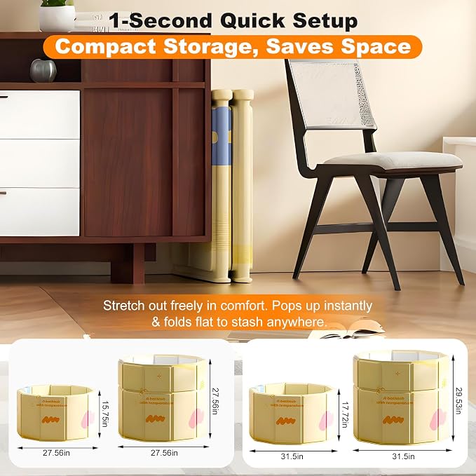 Portable Bathtub for Adult 27.5"x27.5" Collapsible Cold Plunge Bathtub Foldable - Image 4