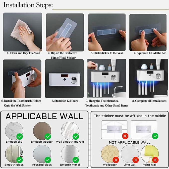 Toothbrush Holders for Bathrooms, Toothbrush Holder Wall Mounted - Image 8