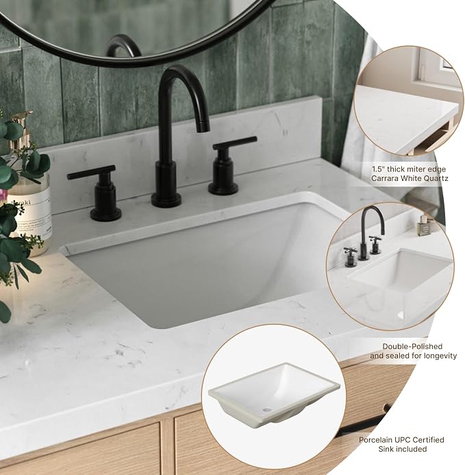 ARIEL Double Bathroom Vanity 72" Inch Oak - Image 5