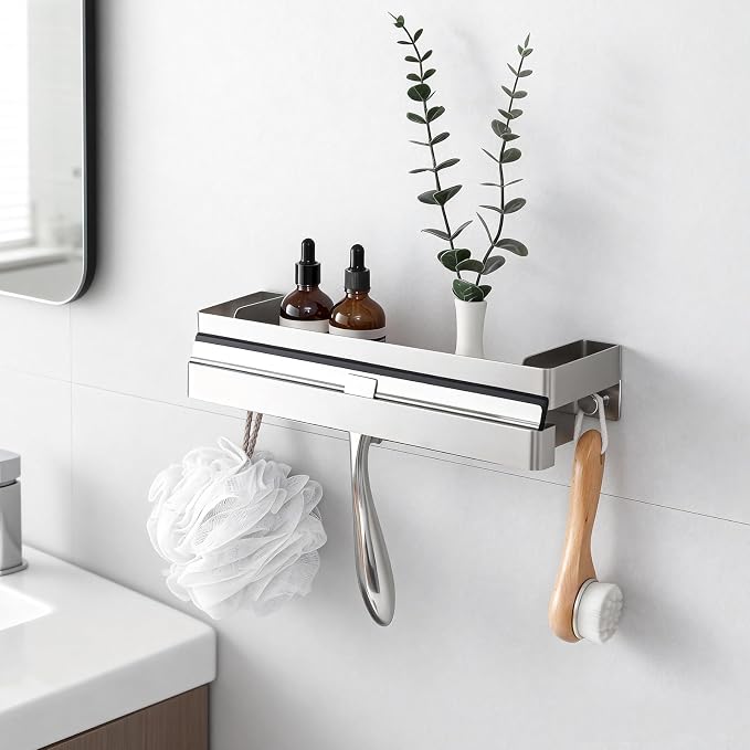 No Drilling Shower Caddy Adhesive Rustproof Bathroom Organizers and Storage by TidyHomeSweetLife