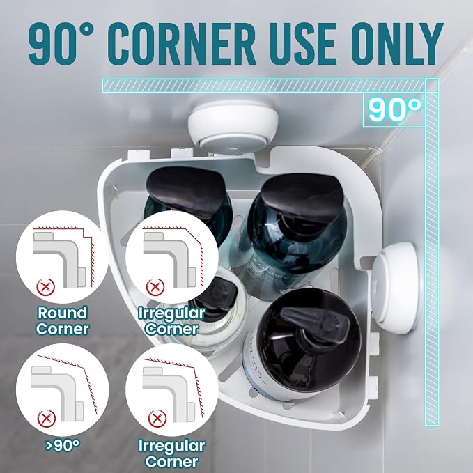 TAILI Corner Shower Caddy with Suction Cups, Wall Mounted Organizer Plastic Rack - Image 2