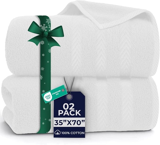 DAN RIVER 2 Pack Luxury Bath Sheets 35x70, 600 GSM, Soft & Quick Dry 100% Ring by DanRiver