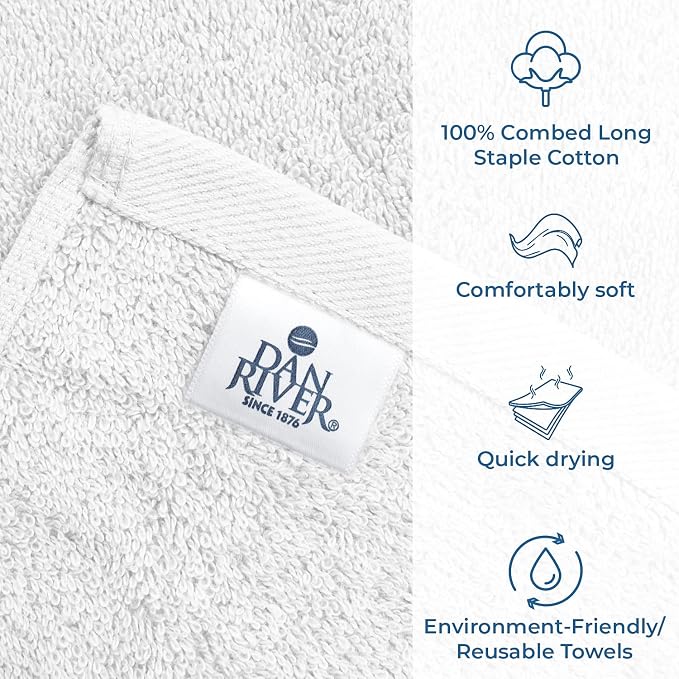 DAN RIVER Bath Towels Set of 4, 27 x 54 Inches, 100% Cotton, Larger & Lighter - Image 4