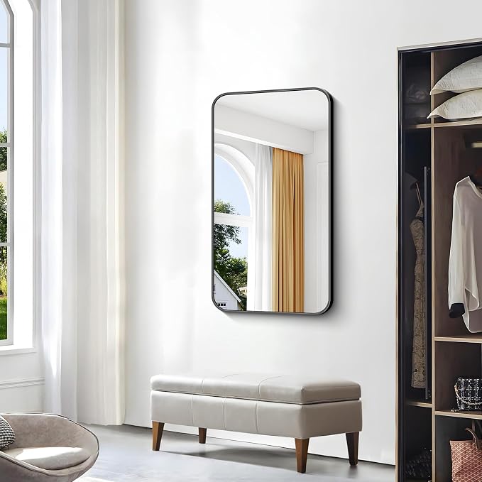 BONEWEI 24x40 inch Bathroom Mirror, Wall Mounted Bathroom Frame Vanity Mirror - Image 8