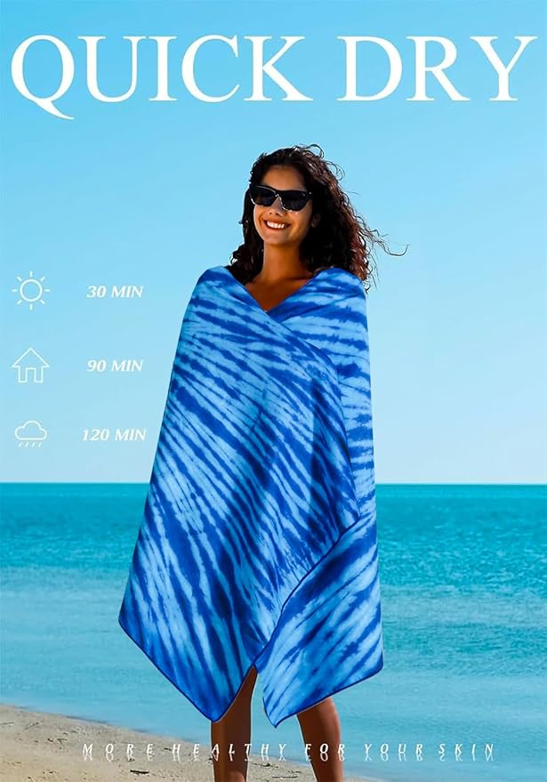 4 Pack Microfiber Lightweight Thin Beach Towel Sand Free Quick Dry Super - Image 6