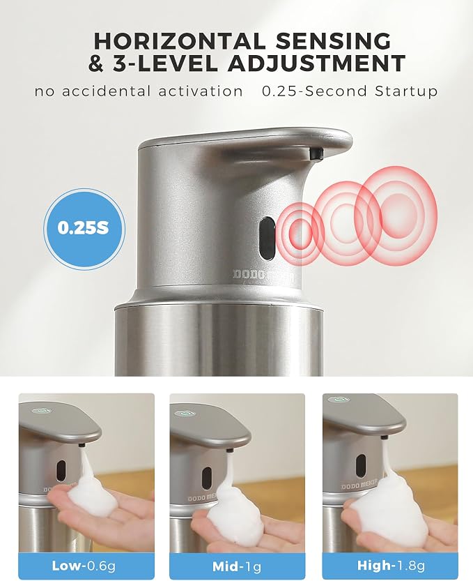 Automatic Foaming Soap Dispenser Touchless, 304 Stainless Steel Bottle Body - Image 3