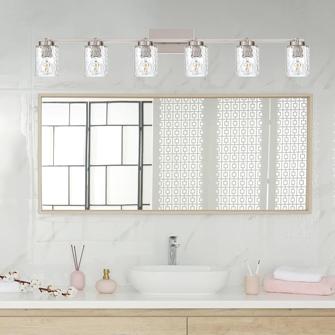 6 Light Track Lighting, Brushed Nickel Bathroom Vanity Light Modern Ceiling - Image 5