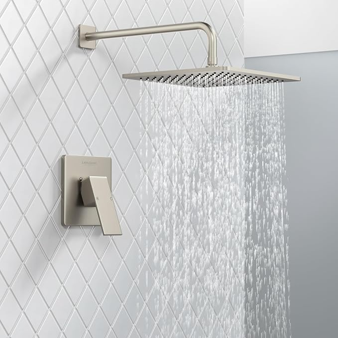 Lava Odoro 12-inch Modern Square Shower Faucet Set Brushed Nickel, Shower Trim - Image 3