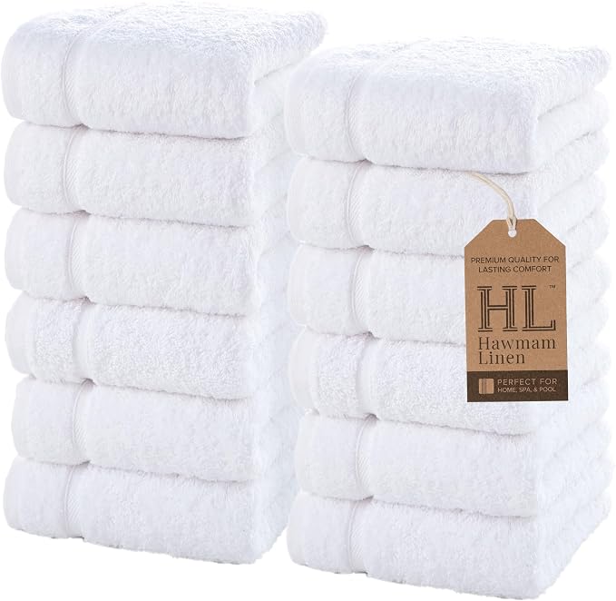 Hawmam Linen Luxury Cotton Washcloths 13x13 Inch by HawmamLinen