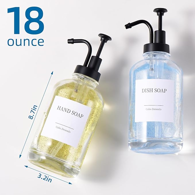 Glass Soap Dispenser with Pump, Dish and Hand Soap Dispenser - Image 6