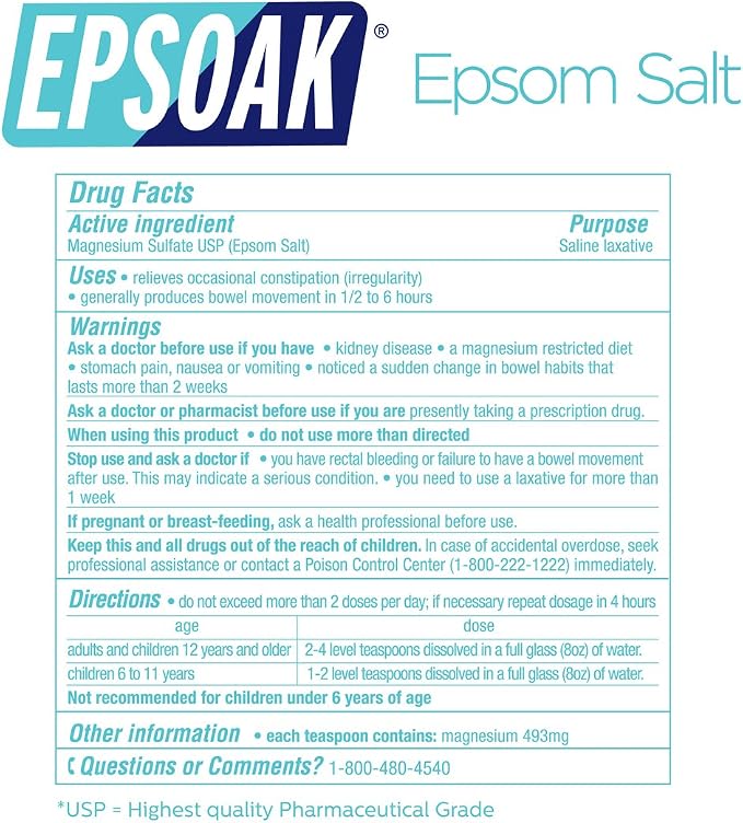 Epsoak Epsom Salt 10 lb. Magnesium Sulfate USP. Resealable Epsom Salt Bulk Bags - Image 7