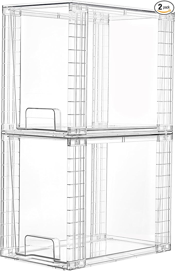 Vtopmart 2 Pack Clear Stackable Storage Drawers, 9.7" High Plastic Organizers by Vtopmart