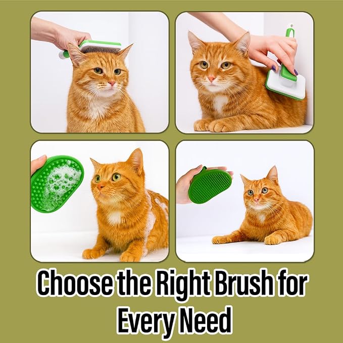 2 Pcs Self Cleaning Slicker Brush & Bath Brush - Image 3