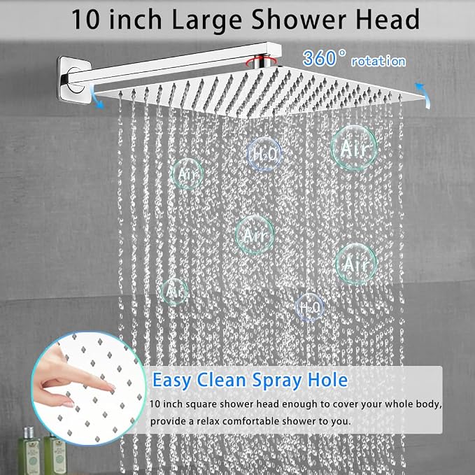 Chrome Shower System YCAIKOI Wall Mount Shower Faucet Set - Image 3