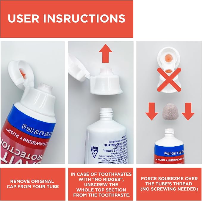 Chrome Cherry SqueezMe Self-Closing Toothpaste Caps, Silicone Lid - Image 7