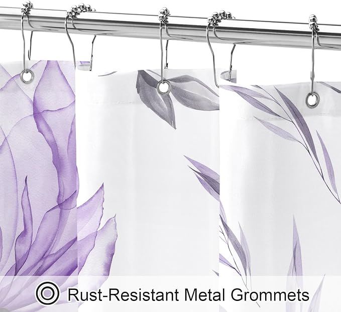 Small Stall Boho Watercolor Floral Shower Curtain 36 x 72, Artistic Narrow Half - Image 4