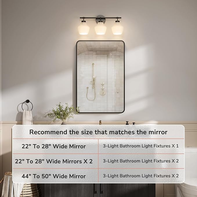 USHOWER 3-Light Bathroom Light Fixtures, Vanity Lights - Image 6