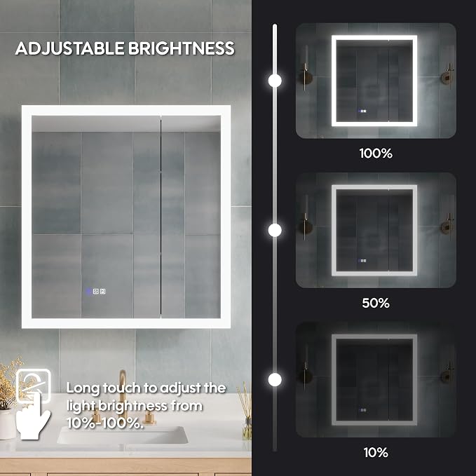 WELLFOR 30 x 32 Inch LED Medicine Cabinet - Image 9