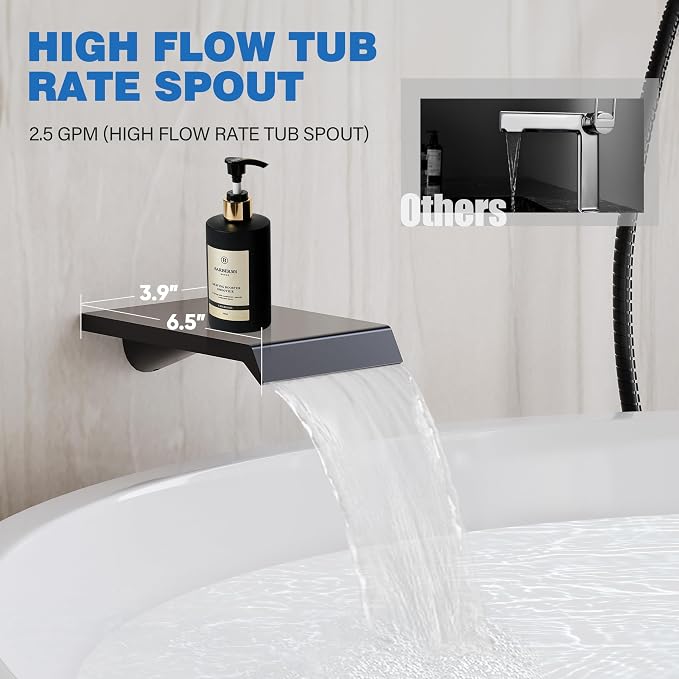 Shower System with Tub Spout, All Metal Tub Shower Faucet Set with 10'' Rain - Image 4