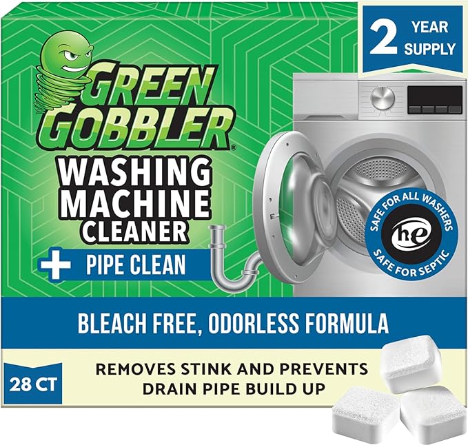 Green Gobbler Premium Washing Machine Cleaner & Deodorizer Tablets by GreenGobbler