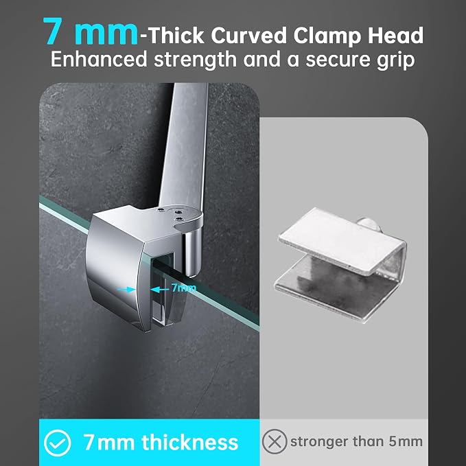 Frameless Shower Door Support Bar, Stainless Steel Wall-to-Glass Support Arm to - Image 6