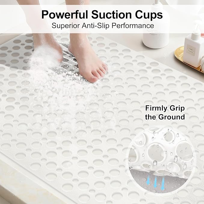 Non Slip Shower Mat with Suction Cups, 23.6x35.4 Inch Quick Drain TPE Anti Slip - Image 3