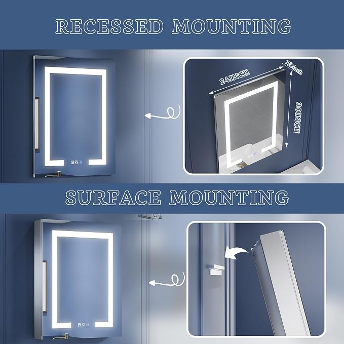 ExBrite LED Lighted Bathroom Medicine Cabinet - Image 9