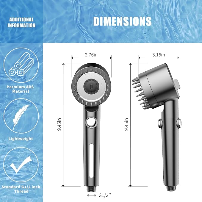 Filtered Shower Head with Handheld, High Pressure Water Flow and Multiple Spray - Image 6