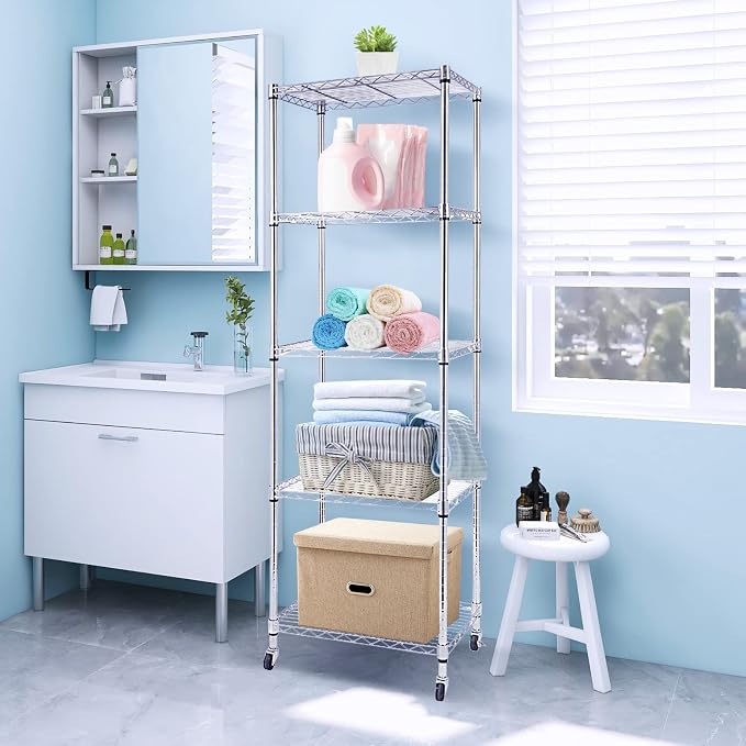 BNSPLY 5 Tier Narrow Wire Shelving Unit - Image 6