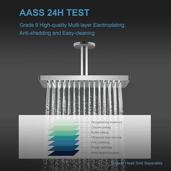OFFO Shower Arm with Flange, 6 in Ceiling Mount Replacement Rain Shower Head - Image 4