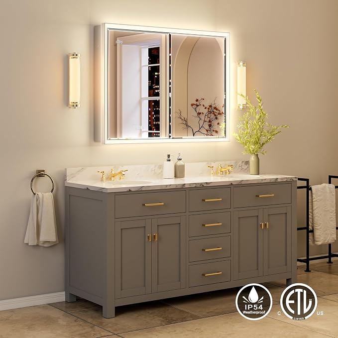 40x30 Beveled Lighted Medicine Cabinet - Image 8