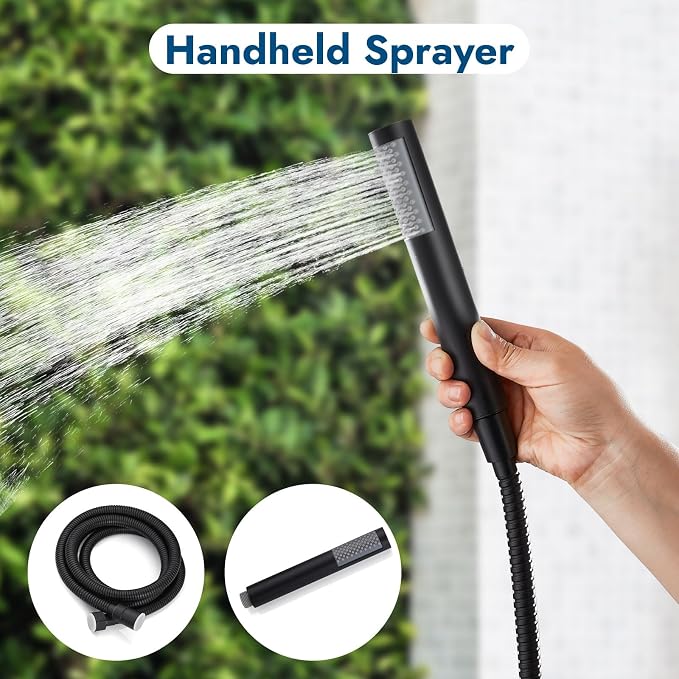 Matte Black Wall Mount Outdoor Shower Kit - Image 6