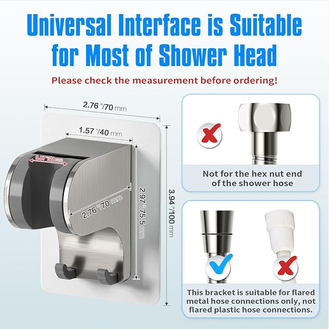JONKEAN Shower Head Holder Without Drilling, 3m Handheld Shower Head Holder - Image 2