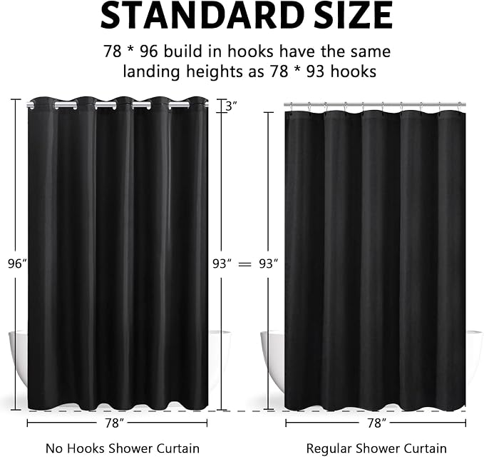 Furlinic No Hook Extra Long Shower Curtain 96 Length, Polyester Cloth Fabric - Image 6