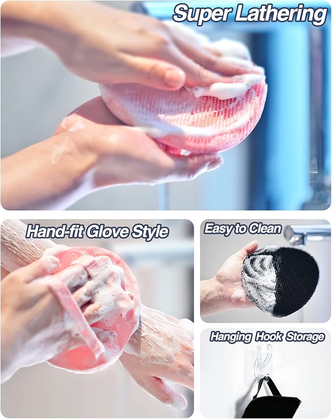 Manmihealth Silicone Back Scrubber & Soft Bath Glove Set, Super-Cleaning Body - Image 5