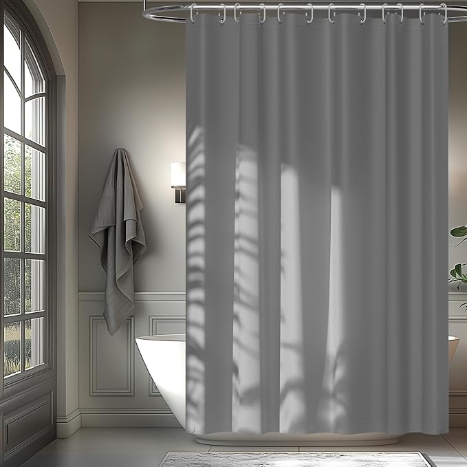 Light Grey Fabric Shower Curtain Liner - Image 7