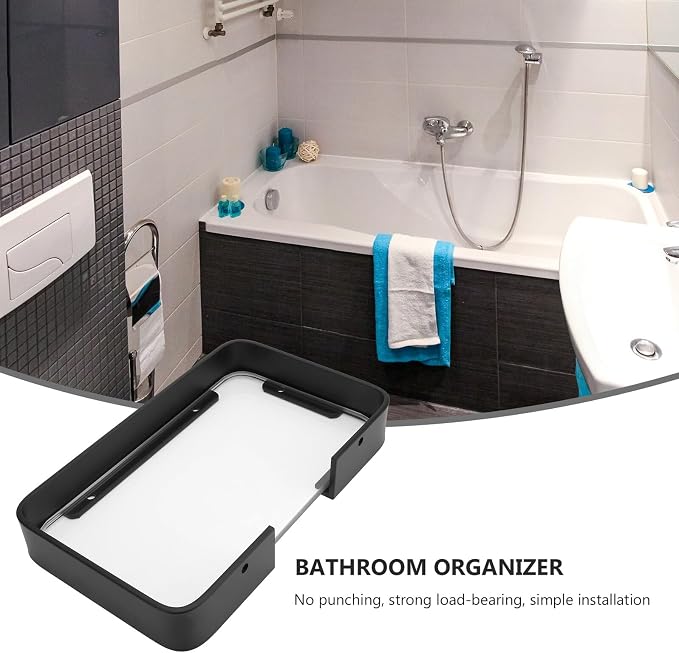 Black Bathroom Glass Shelf Bracket - Image 5