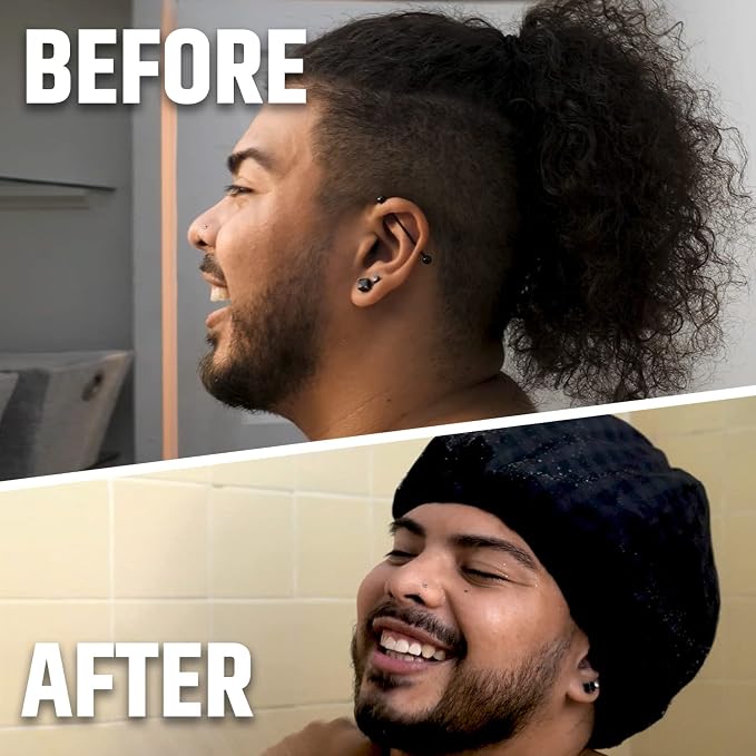 Black Shower Cap for Men - Image 4