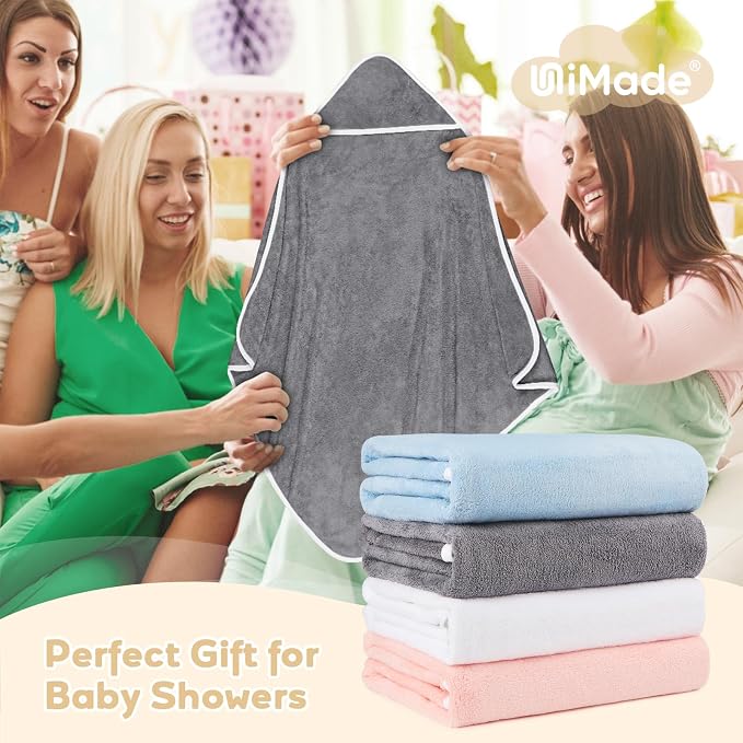 Hooded Towel for Newborn, 4 Pack Soft Coral Fleece Baby Towels, Ultra Absorbent - Image 7